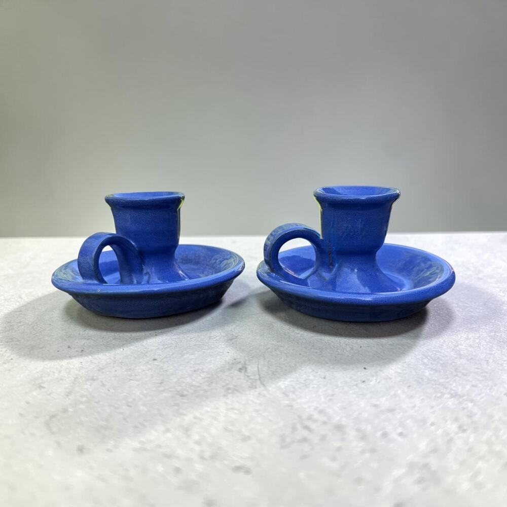 Bybee Blue Candle Stick Holders - Set of 2